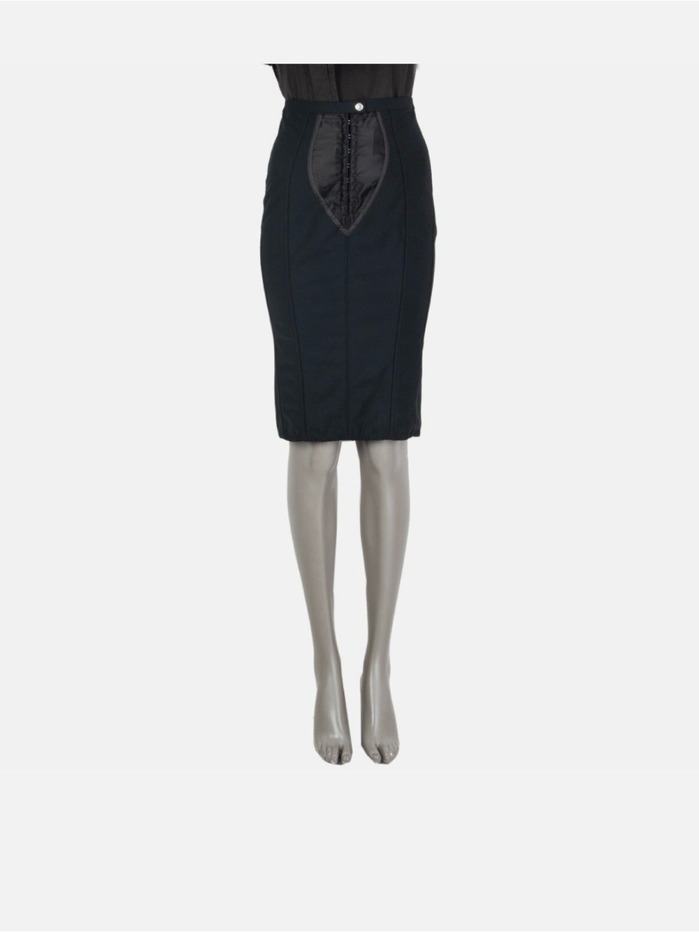 62006 auth DOLCE & GABBANA black polyester PANELED PENCIL Skirt 40 S